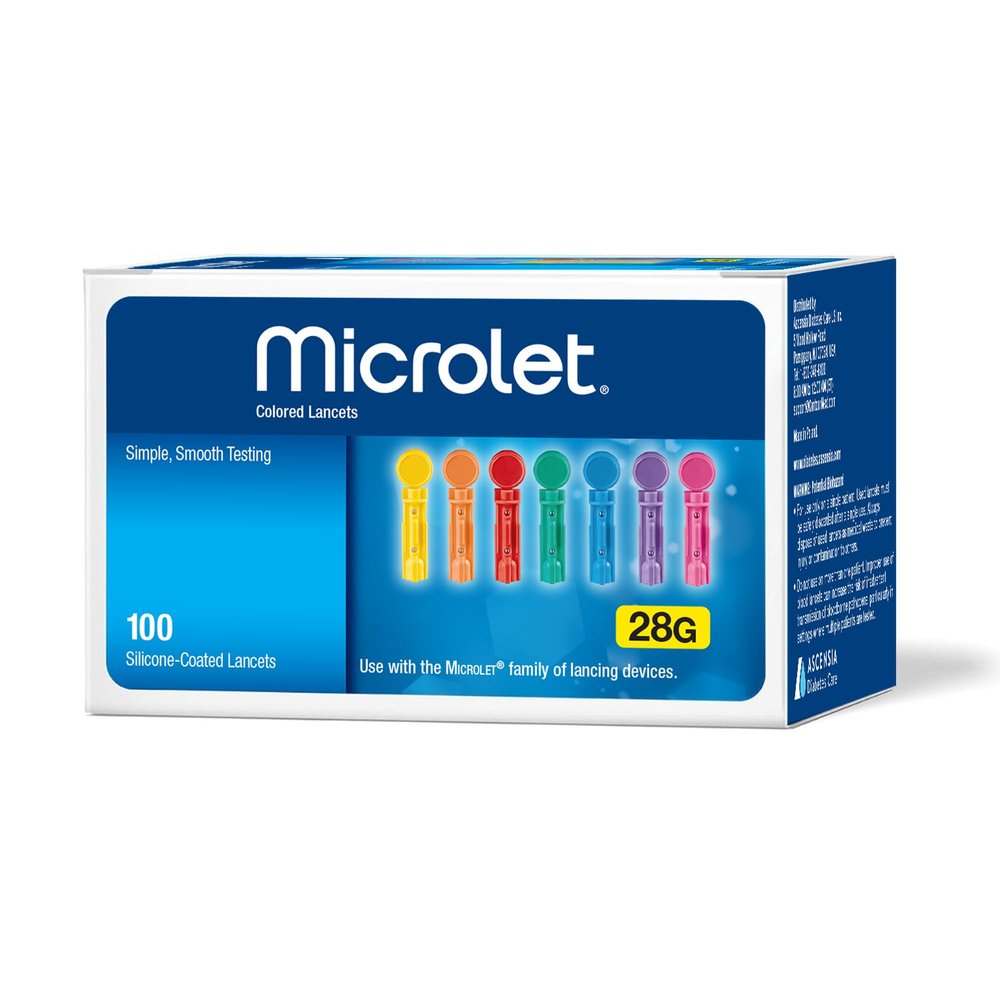 Ascensia MICROLET Lancets for Glucose Blood Testing, Multi-Colored, 100 Count