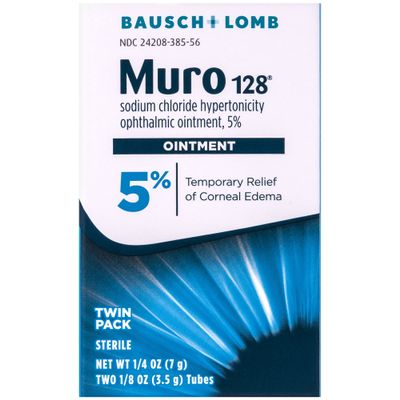 Muro 128 Ointment, Temporary Relief of Corneal Edema, Eye Care, Sodium Chloride Hypertonicity Ophthalmic 5% Ointment, Twin Pack, 3.5 g Tubes