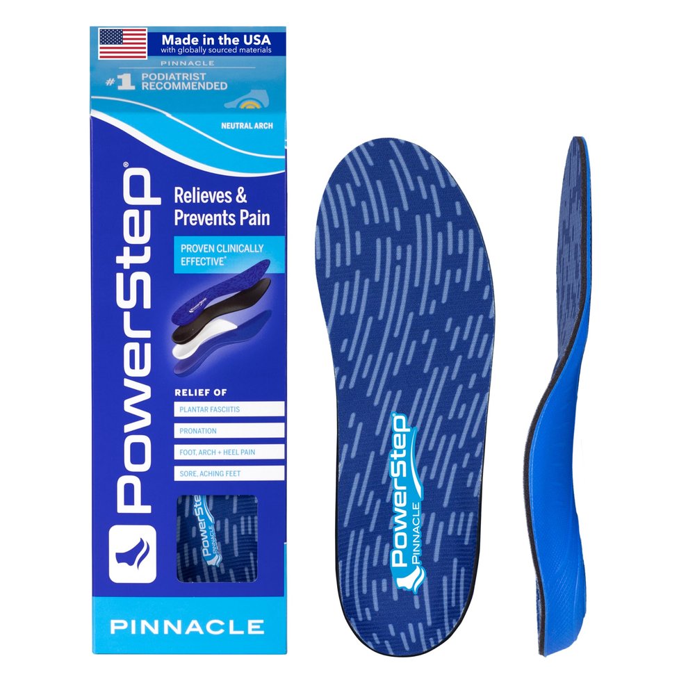 PowerStep Pinnacle Insoles, Orthotics for Plantar Fasciitis Relief, Made in USA Orthotic Insoles, Arch Support Inserts with Moderate Pronation, #1 Podiatrist Recommended (M 16+)