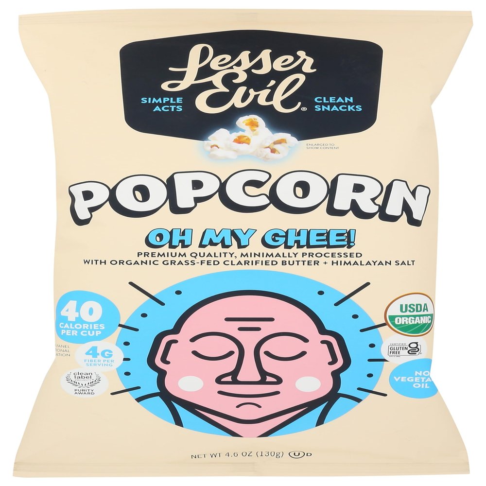 LesserEvil Oh My Ghee Organic Popcorn, 5 Oz