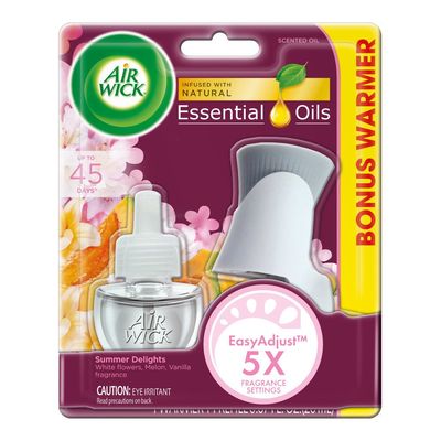 Air Wick Plug in Scented Oil Starter Kit (Warmer + 1 Refill), Summer Delights, Air Freshener, Essential Oils