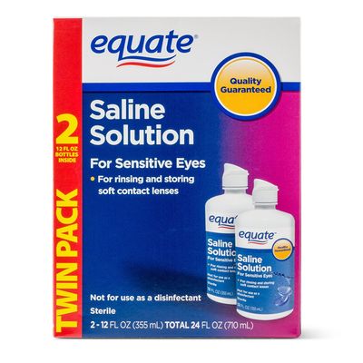 Equate Saline Solution, Contact Lens Solution for Sensitive Eyes Twin Pack 2 x 12 fl oz (2x12 Fl Oz)