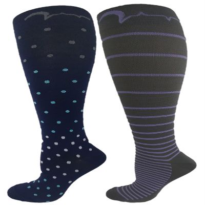 2 Pair Extra Soft Premium Quality Compression Socks, Moderate/Medium Graduated Compression 15-20 mmHg. Work, Sports, Travel Knee-High Socks, Mens and Womens Comfort Blend: Size Medium