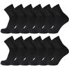 Big and Tall Diabetic Cotton Neuropathy Ankle Socks, King Size Mens Athletic Socks (13-15, Quarter Black) - 12 pairs view 1