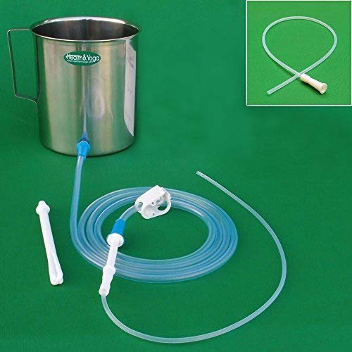 HealthAndYoga GutFlo Enema Kit (Stainless Steel Bucket- 2 Quarts, One-Hand Clamp, 2 Nozzles, Complete Tubing- Hose & Colon Tube)-for Coffee, Water & Gerson Colon Cleanse Therapy- Home Use-Latex Free