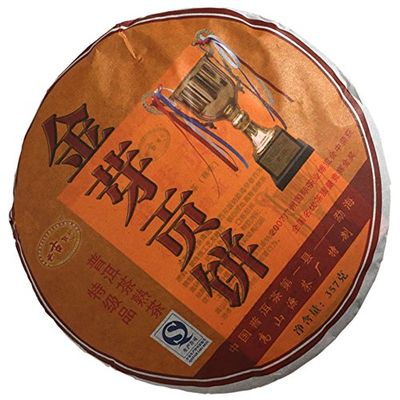 2007 Gold Bud Tribute Cake, Gold Award Pu'er Tea Cake, Puer Pu Erh Tea 357g (ripe tea)