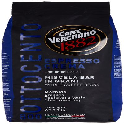 Caffe Vergnano Espresso Roast "Crema 800 Blend" Whole Bean Coffee | 2.2 Lb Bag (1 kilo) | Imported from Italy