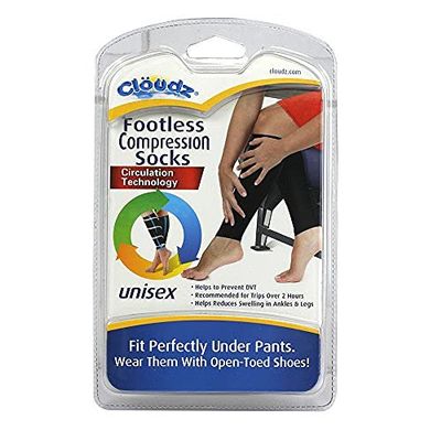 Cloudz Footless Compression Socks - Unisex L/XL - Black