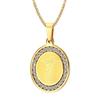AMOZO JEWELRY Free Engraving Medical Alert Stainless Steel Necklace with Round Cubic Zircon Pendant for Men and Women