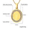 AMOZO JEWELRY Free Engraving Medical Alert Stainless Steel Necklace with Round Cubic Zircon Pendant for Men and Women view 2