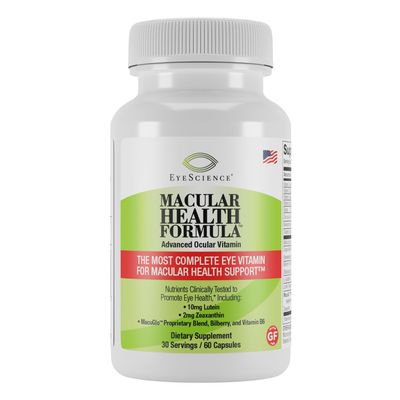 EyeScience Macular Health Formula Advanced Ocular Vitamin - Containing Lutein, Zeaxanthin, Billberry, & Vitamins C, D, E, & B6 (30 Day Supply)