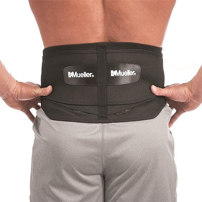 MUELLER Sports Medicine Lumbar Back Brace with Removable Pad, Ideal for Upper and Lower Back Pain, Relief & Support for Men and Women, Strains, Sciatica, Scoliosis, Black, Regular Size