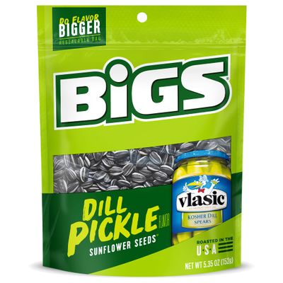 BIGS Sunflower Seeds, Vlasic Dill Pickle Flavor, 5.35 oz. (Pack of 12)