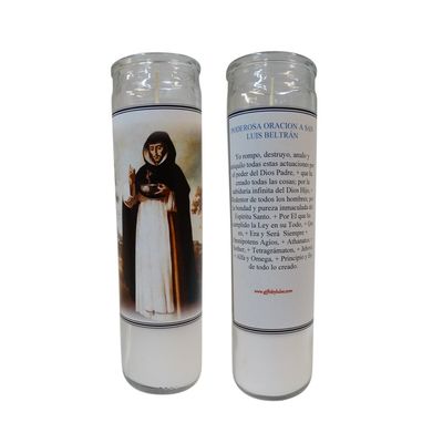 Gifts by Lulee, LLC Set De 2 Saint San Luis Beltran Veladora Con Oracion Contra El Mal De Ojo O para Santiguar