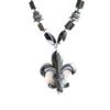 Gifts by Lulee, LLC Healing Hematite Necklace with Big Fleur De Lis Pendant Hematite Improves Blood Circulation view 1