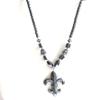 Gifts by Lulee, LLC Healing Hematite Necklace with Big Fleur De Lis Pendant Hematite Improves Blood Circulation view 2