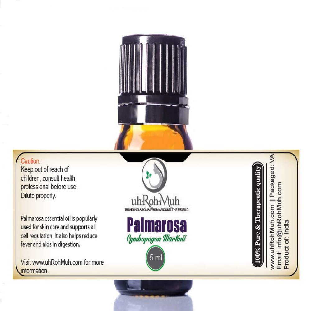 100% Pure Palmarosa Essential Oil || India - 5 ml w/Euro Dropper
