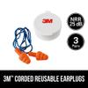 3M Corded Reusable Earplugs, 3 Pack, Noise Reduction Rating (NRR) 25 dB, Easy To Use & Insert, Pliable & Tri-Flange Design Enhances Comfort & Fit, Orange Ear Plugs (90716H3-DC) view 2