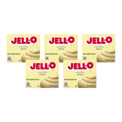 Jell-O Instant Pudding & Pie Filling, Vanilla Flavored, Artificially Flavored, Fat Free, Quick & Easy Dessert, 3.4 oz (Pack of 5)