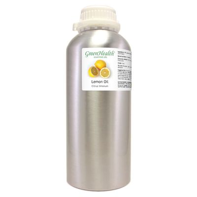32 oz Lemon Essential Oil (100% Pure & Uncut), Aluminum Bottle - GreenHealth