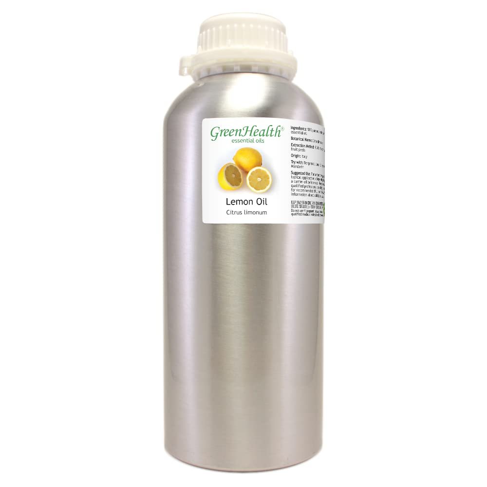 32 oz Lemon Essential Oil (100% Pure & Uncut), Aluminum Bottle - GreenHealth