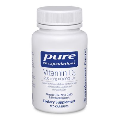Pure Encapsulations Vitamin D3 250 mcg (10,000 IU) - Supplement to Support Bone, Joint, Breast, Heart, Colon & Immune Health - with Premium Vitamin D - 120 Capsules