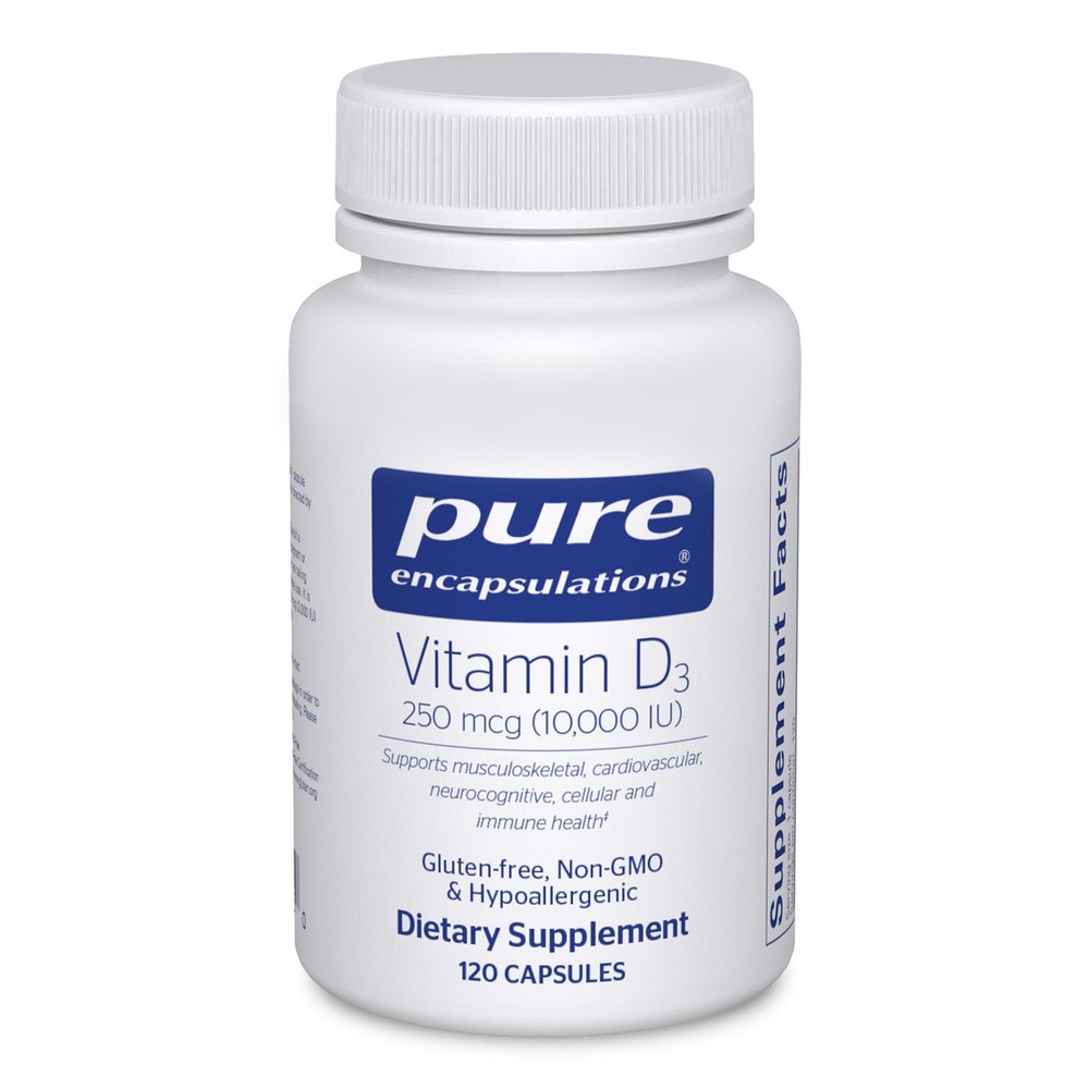 Pure Encapsulations Vitamin D3 250 mcg (10,000 IU) - Supplement to Support Bone, Joint, Breast, Heart, Colon & Immune Health - with Premium Vitamin D - 120 Capsules