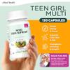 Teen Vitamins for Girls 12-17 - Teen Multivitamin D3, Iron, Calcium, Biotin, Zinc, Digestive Enzymes  Teenager Girl Multi Vitamins for Healthy Skin, Immune & Mood Support  120 Count view 2