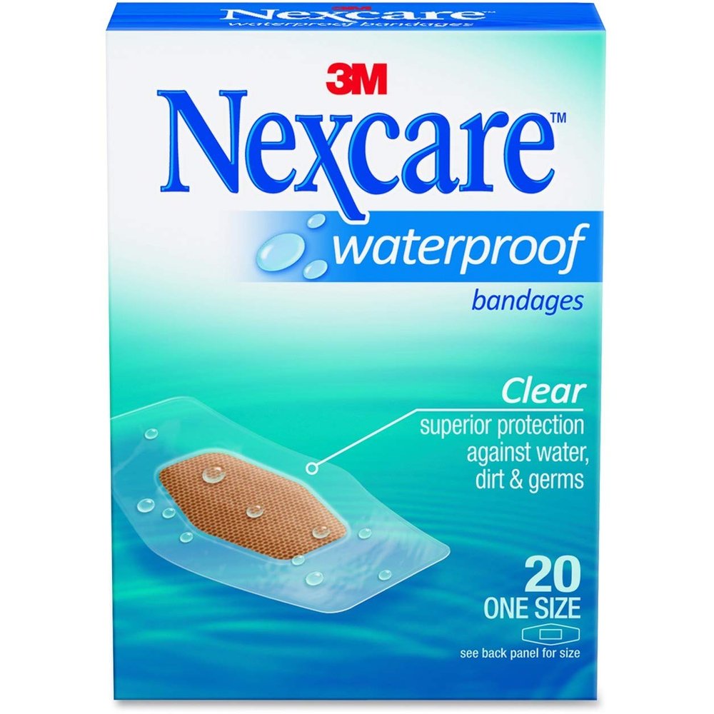 3M Waterproof Bandages, 1-1/16"x2-1/4", Clear (MMM58620PB) Category: Bandages and Dressings - 20 ct