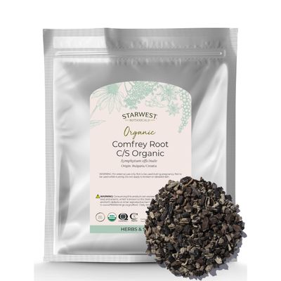 Starwest Botanicals Organic Dried Comfrey Root - Natural Herb for Topical Application, Salve or Oil, Cut & Sifted, Certified Kosher, Non-GMO - Bulk 1 lb Bag