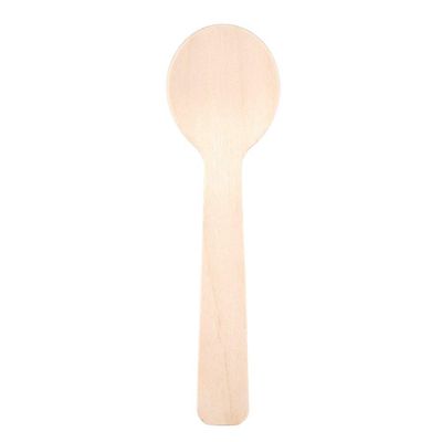 100Pcs Ice Cream Spoon Tea Spoon Disposable Wood Round Spoon Party Flatware Cutlery Supplies(10cm x 3cm)