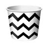 Club Pack of 144 Black and White Chevron Stripe Paper Party Treat Cups 8 oz. view 1