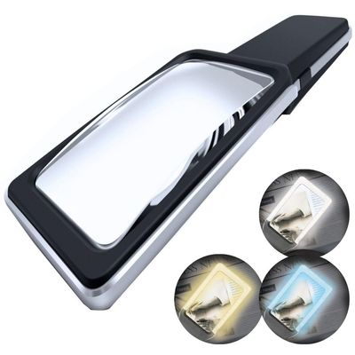 MAGNIPROS Patented 3X Large Magnifying Glass with Light | 3 Color Light Modes | Anti-Glare Lens & Stepless Dimmable LEDs | Perfect for Reading Fine Print & Inspection - Ideal for Seniors & Low Vision