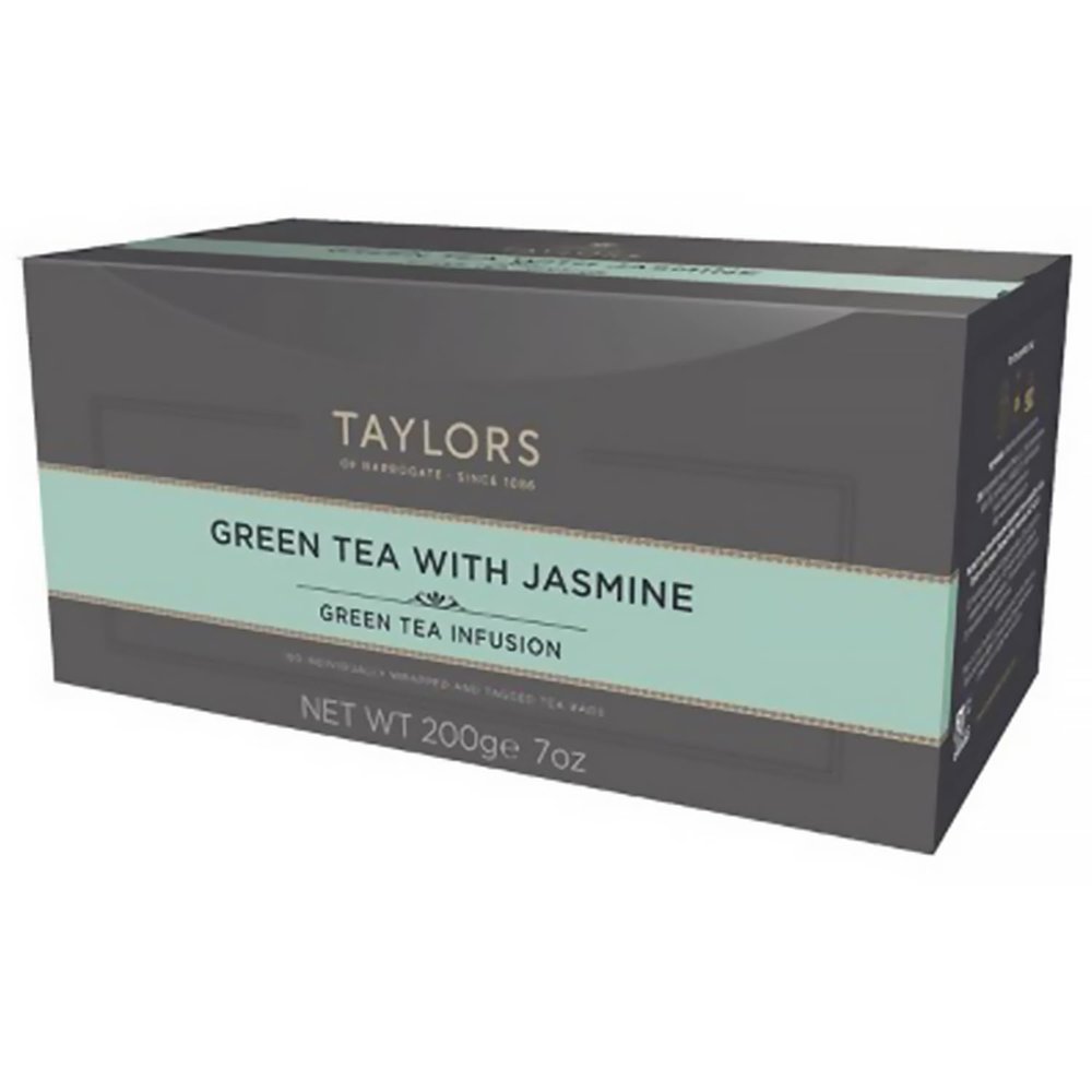 Taylors of Harrogate Green Tea with Jasmine, Individually Wrapped Bags, 100 Count (Pack of 1), Delicate, Floral and Sweet, Caffeinated, Enjoy Hot or Iced, 100 Teabags
