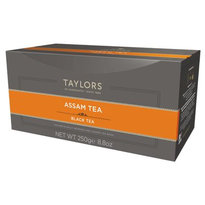 Taylors of Harrogate Assam, Black Tea, Individually Wrapped Bags, 100 Count (Pack of 1), Full-bodied, Satisfying & Malty, Caffeinated, Enjoy Hot or Iced, 100 Teabags