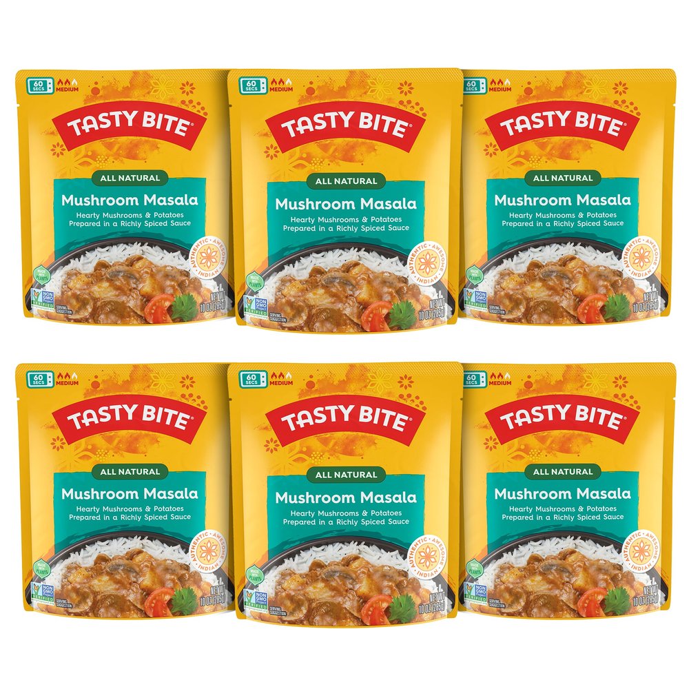 Tasty Bite Indian Mushroom Masala, Microwaveable Ready to Eat Entre, 10 Ounce (Pack of 6)