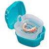 Coolrunner Denture Case, Denture Cup with Strainer, Denture Bath Box False Teeth Storage Box with Basket Net Container Holder for Travel, Retainer Cleaning (Green) view 1