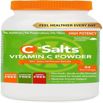 C-Salts Vitamin C Powder - 100% Pure Buffered Ascorbic Acid Powder for Daily Immune Support - Stomach-Friendly Organic Vegan Non-GMO Sugar-Free - 84 Servings 4000mg Per Serving - Original, 8oz