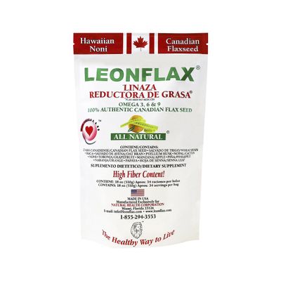 Leonflax, 100% Authentic Canadian Flax Seed, All-natural, High Fiber Content, Dietary Supplement to Improve your Digestive Health, 18 Oz, Bag