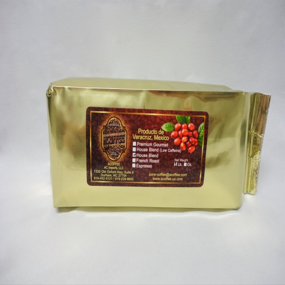 ACoffee 1lb Ground House Blend, 100% Pure Coffee