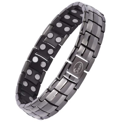 JEROOT Magnetic Bracelets for Men, Pure Titanium Bracelet (3500Gauss Per Magnet), Men's Bracelet Lymphatic Jewelry Gifts (Gray-2)