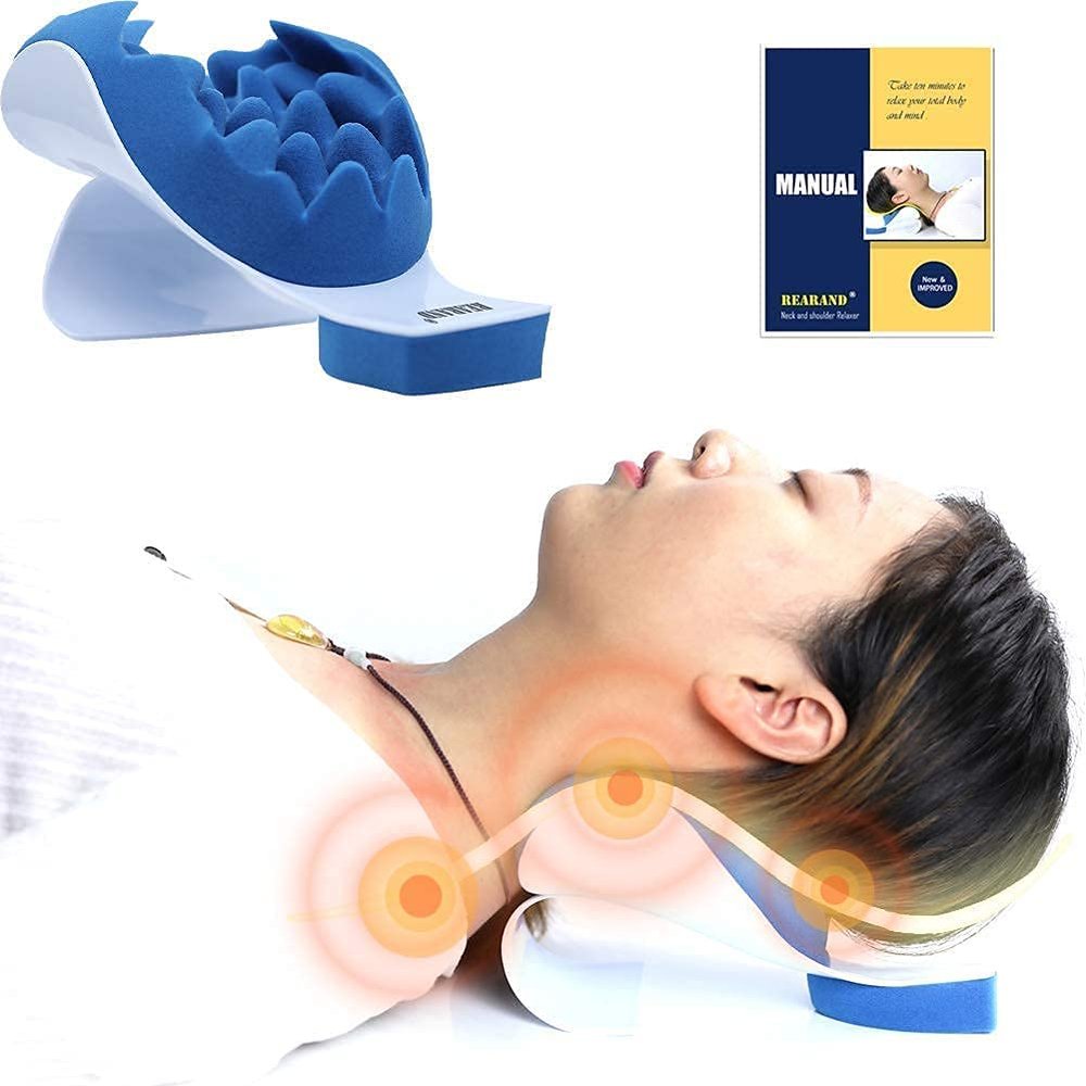 REARAND Neck and Shoulder Relaxer - Ergonomic Neck Stretcher for Pain Relief, Chiropractic Pillow for Hump Spine Alignment, TMJ Muscle Relaxation, Tension Headache Relief, and Insomnia Relief