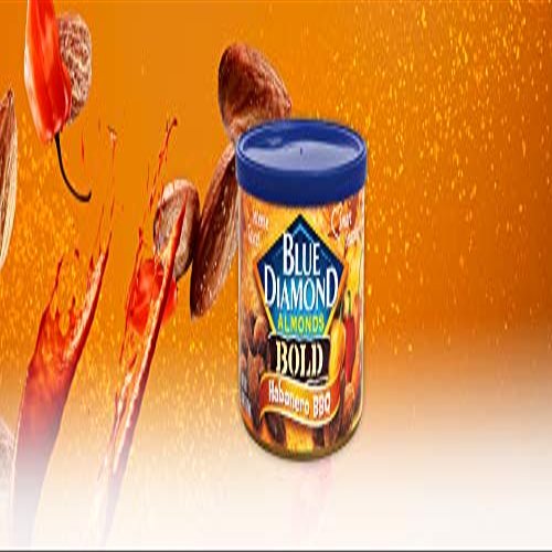 Blue Diamond Almonds, Habanero BBQ Flavored Snack Nut, Non-GMO, Kosher, No Gluten Ingredients, Protein Based Snacking Great For On-The-Go, Barbeques, Holidays, Events, and Lunch, 6 oz. Can