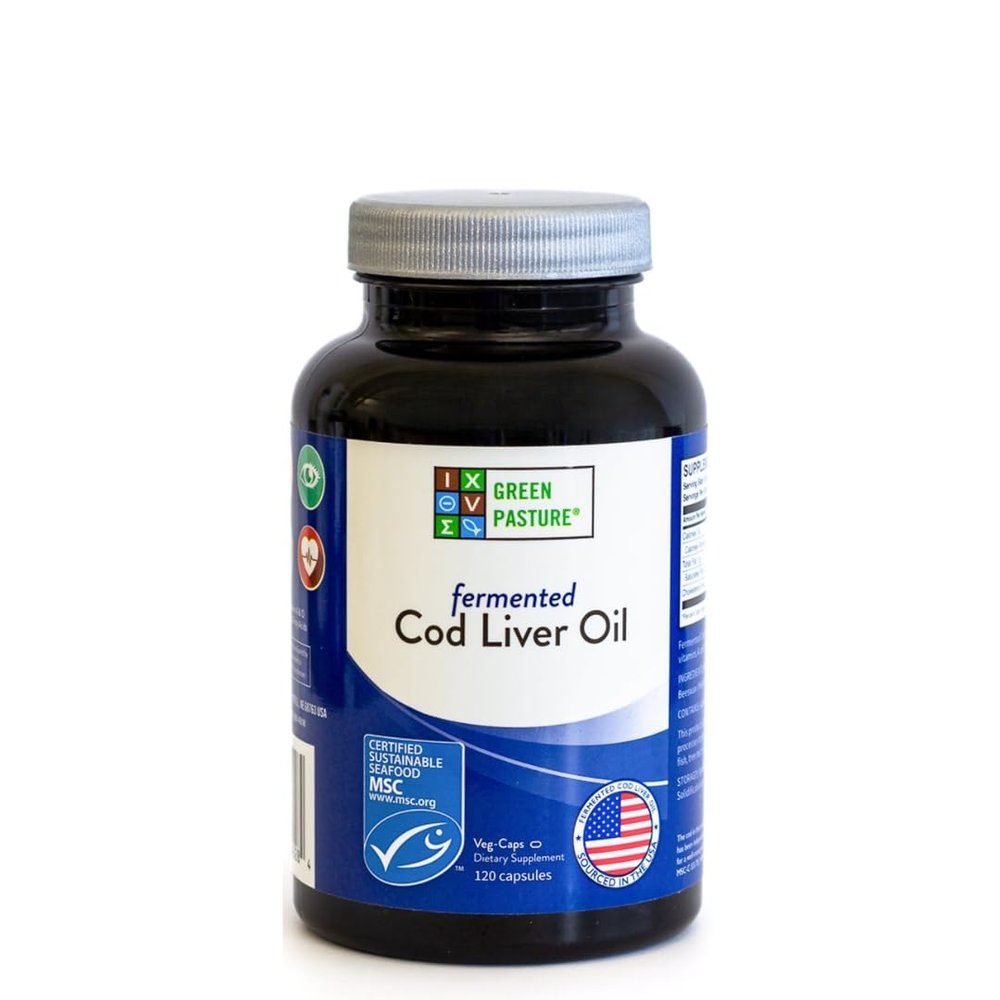Green Pasture Fermented Cod Liver Oil -Non-Gelatin 120 Capsules