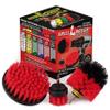 Outdoor Cleaning Supplies - Red Stiff Nylon Bristle Outdoor Scrubbing Kit - Fountain Scrub Brush - Concrete Scrubber Brush - Stone Stain Cleaning Tools - Brick Brushes - Patio Scrubber - Clean Deck view 1