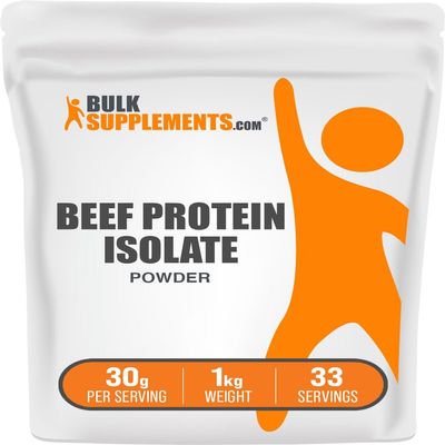 BulkSupplements.com Beef Protein Isolate Powder - Lactose Free Protein Powder, Beef Protein Powder - Unflavored & Gluten Free, 30g per Serving, 1kg (2.2 lbs) (Pack of 1)