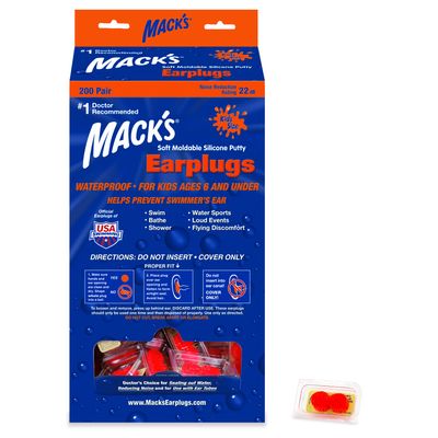 Macks Soft Moldable Silicone Putty Earplugs - Kids Size, 200 Pair Dispenser Comfortable Small Ear Plugs for Swimming, Bathing, Travel, Loud Events and Flying | Made in USA