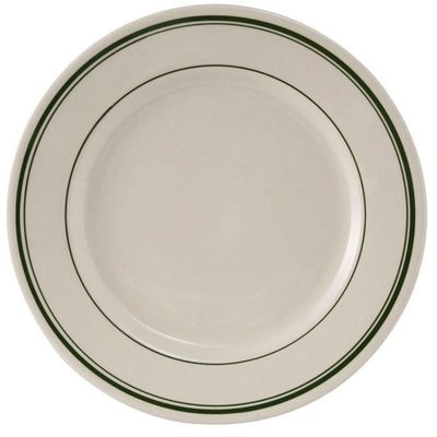 Yanco GB-7 Green Band 7.125" Round Plate, China, American White Color, Pack of 36