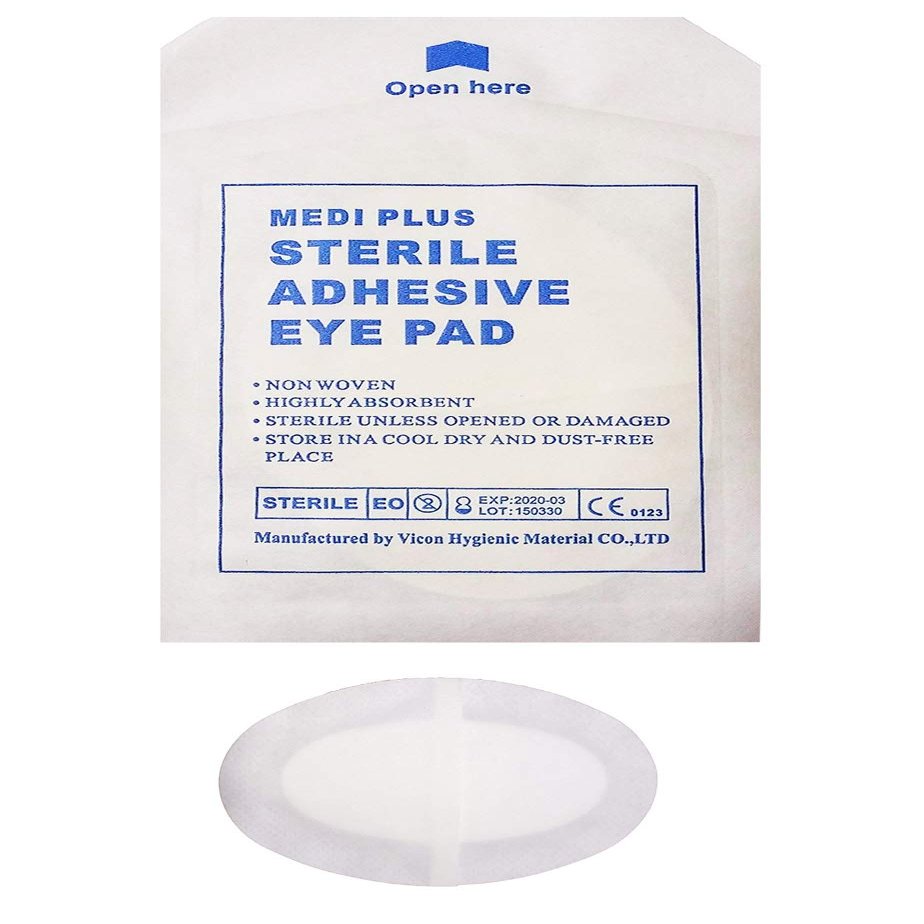 Pack of 100 Medi Plus Adhesive Oval-Shaped Eye Pads