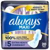 Always Maxi Feminine Pads For Women, Size 5 Extra Heavy Overnight Absorbency, With Wings, Unscented, Pack Of 20 view 1